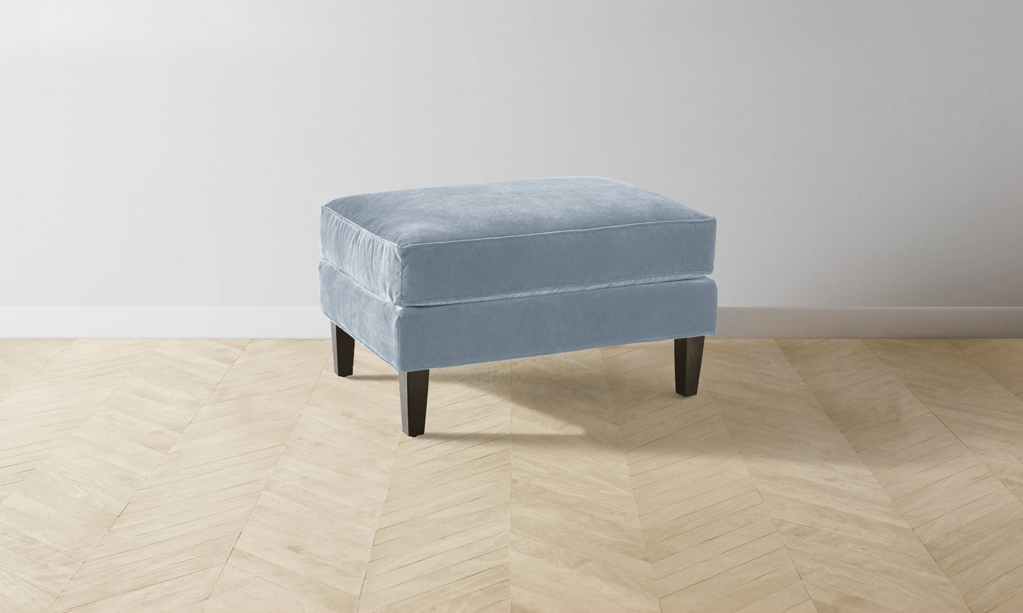 The Crosby Ottoman - Performance Velvet Sky