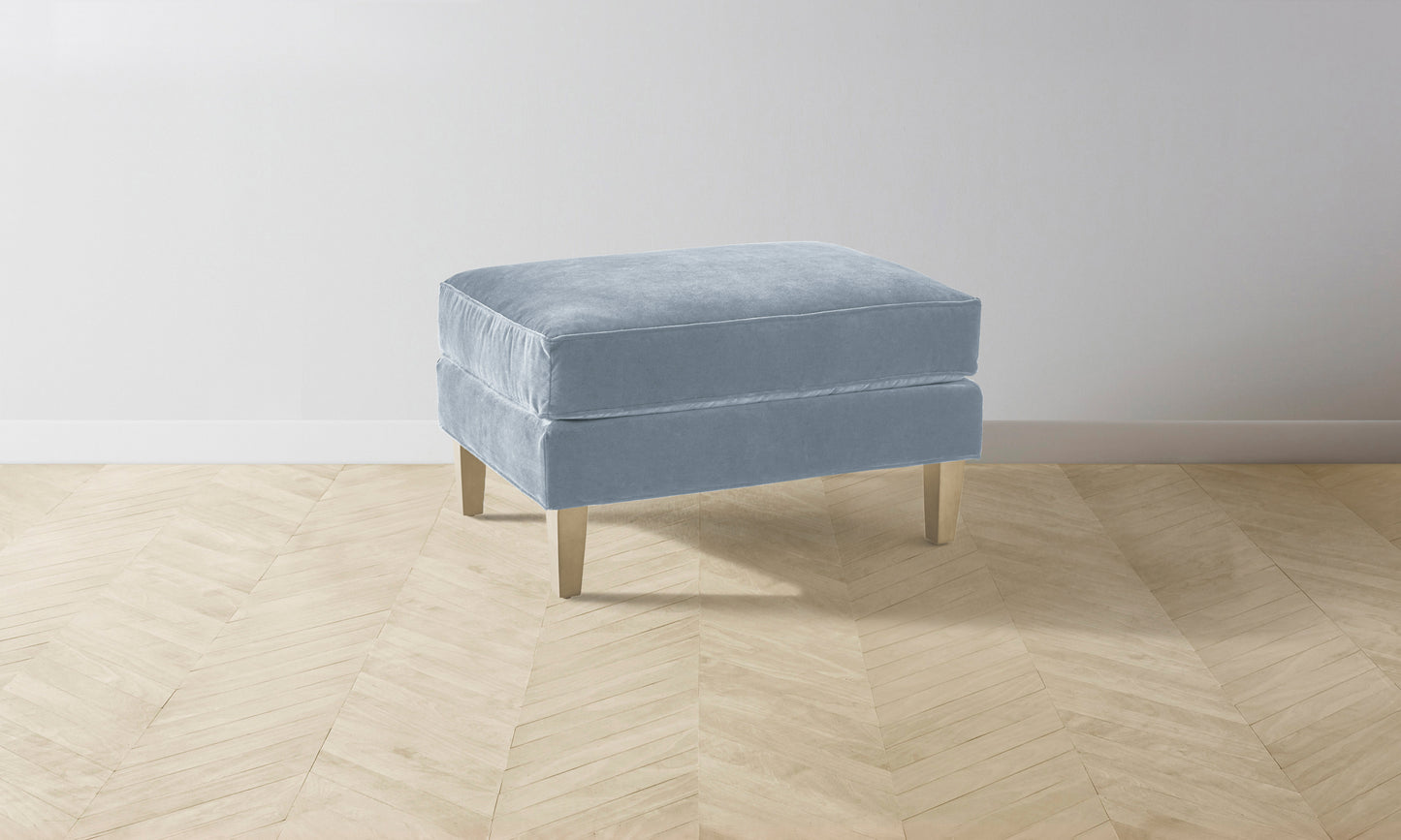 The Crosby Ottoman - Performance Velvet Sky