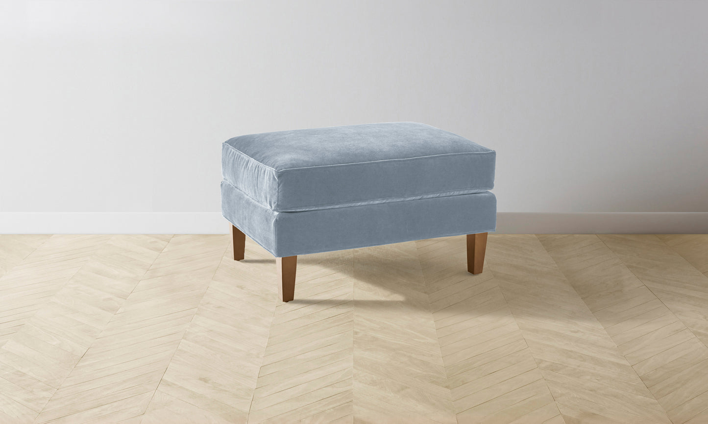 The Crosby Ottoman - Performance Velvet Sky