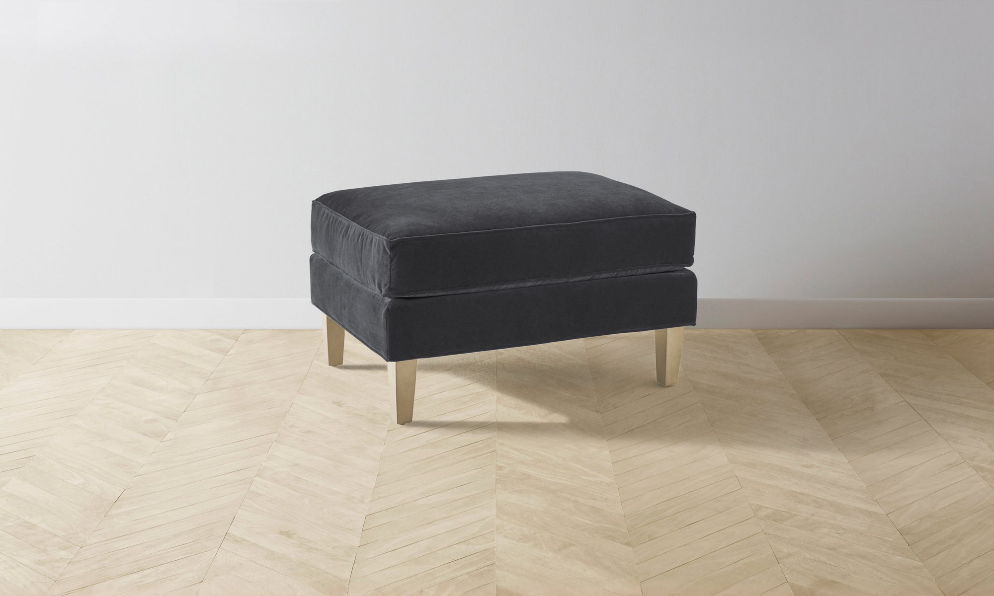 The Crosby Ottoman - Performance Velvet Slate