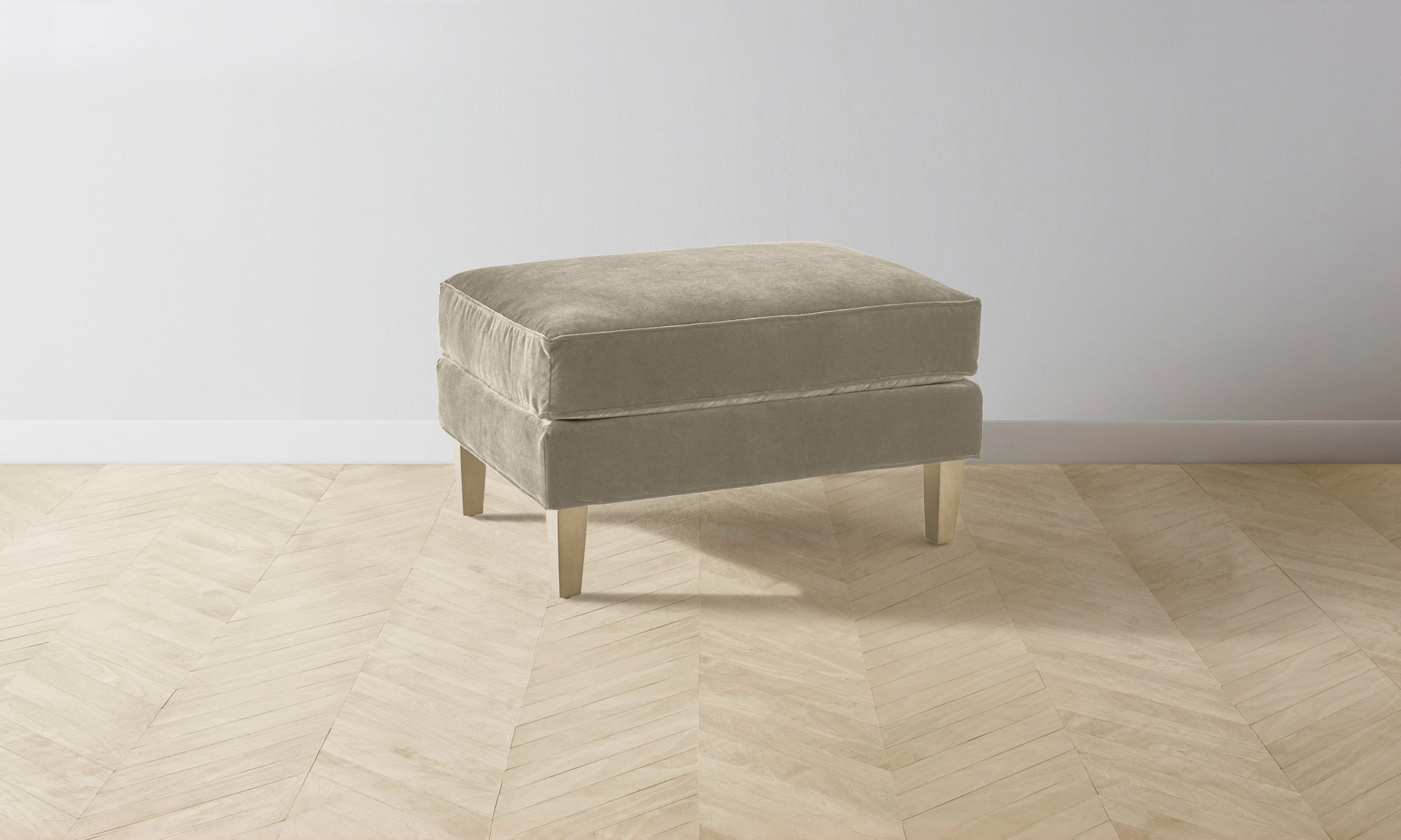 The Crosby Ottoman - Performance Velvet Taupe