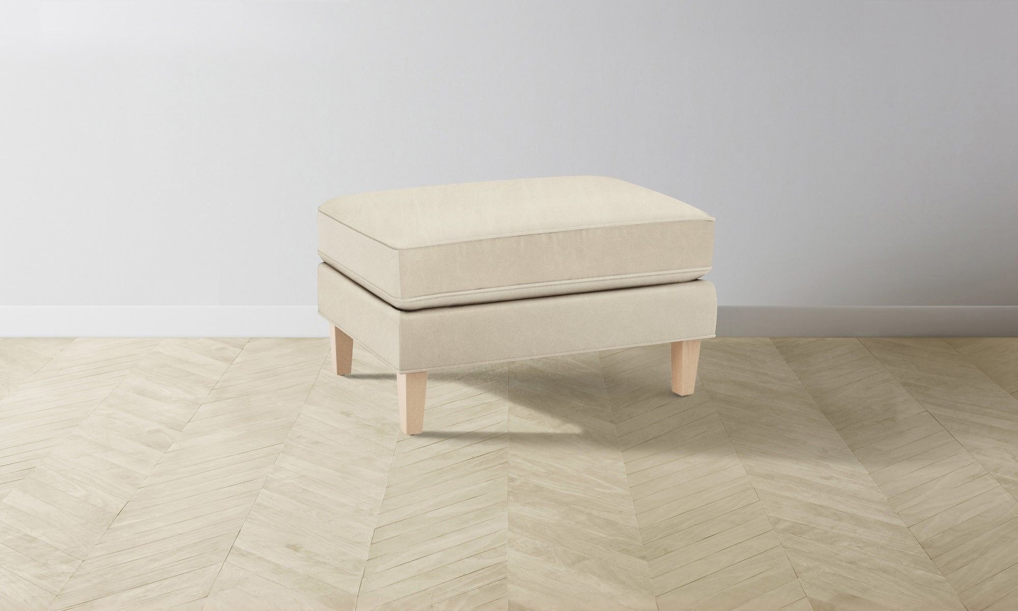 The Crosby Ottoman - Tuscan Leather Bisque