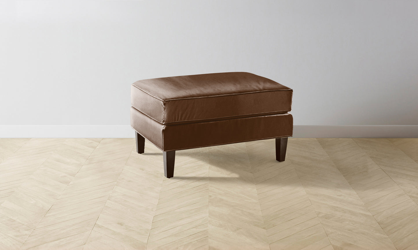 The Crosby Ottoman - Tuscan Leather Bourbon