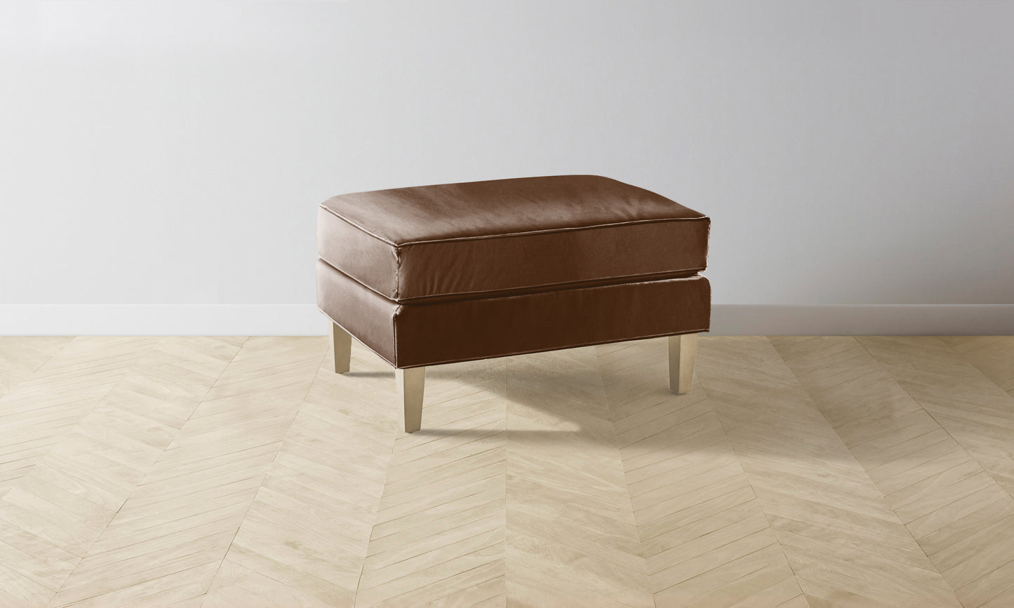 The Crosby Ottoman - Tuscan Leather Bourbon