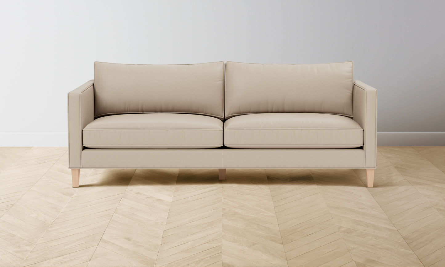 The Crosby Sofa - Pebbled Leather Stone