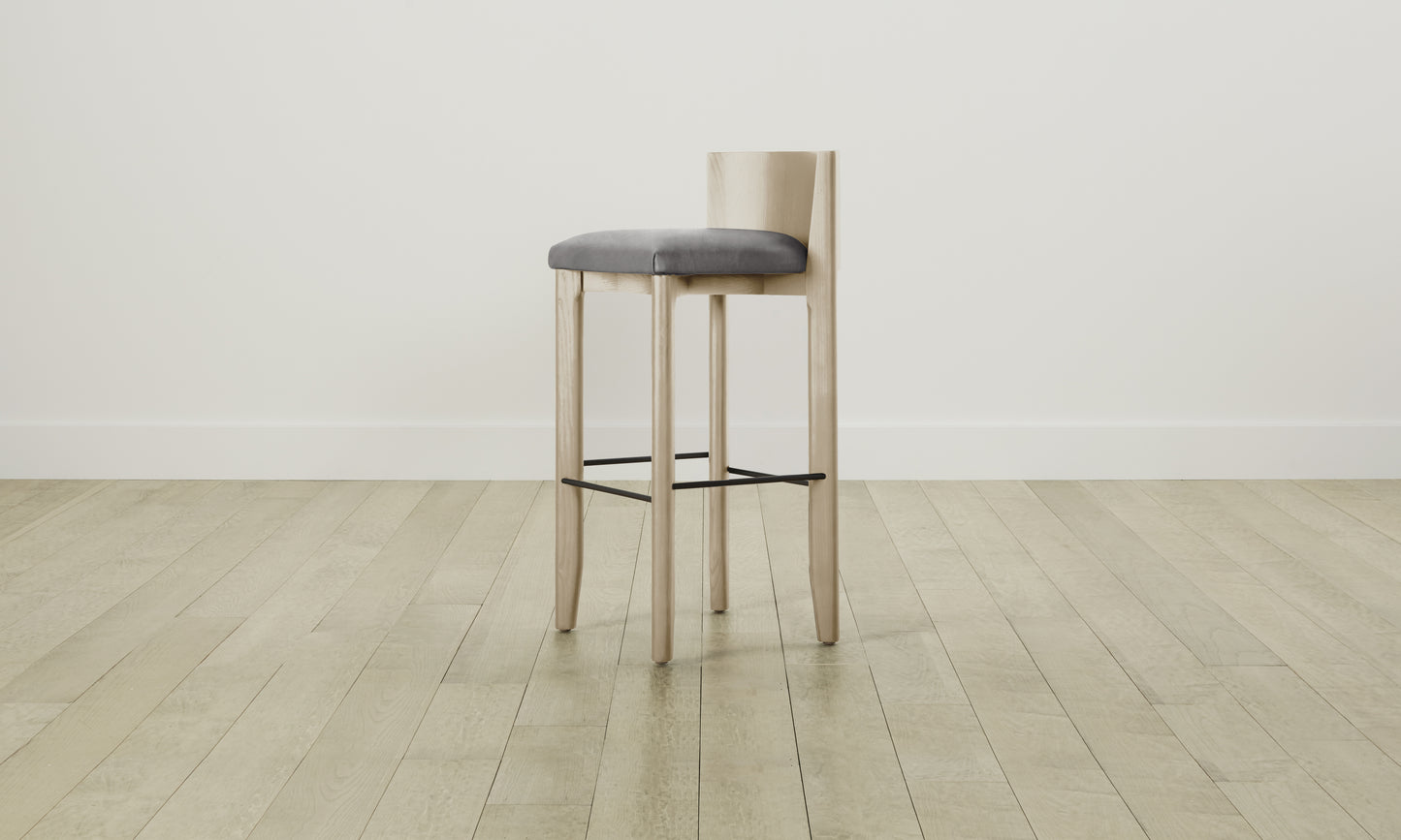 The Delancey Bar & Counter Stool - Nubuck Leather Asphalt