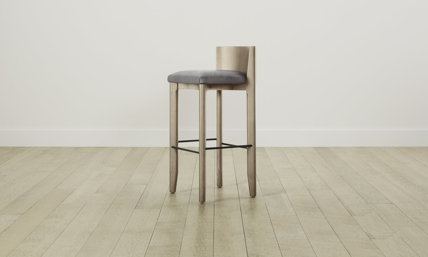 The Delancey Bar & Counter Stool - Nubuck Leather Asphalt