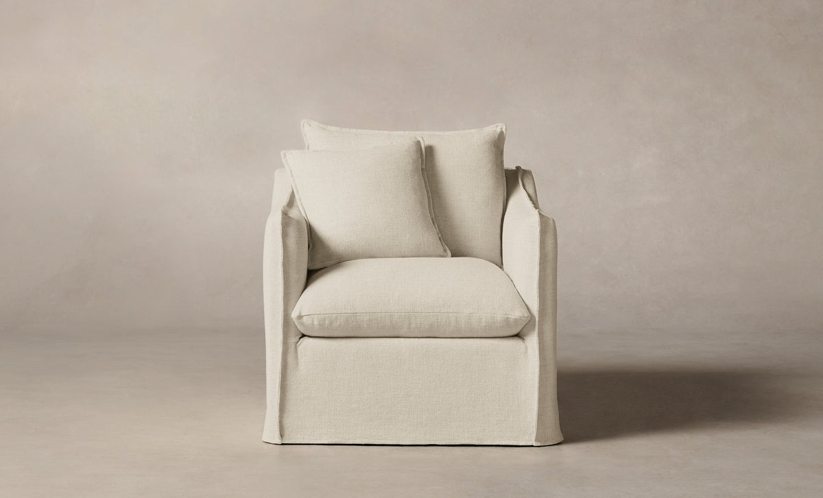 The Dune Swivel Chair - Performance Linen Weave Flour