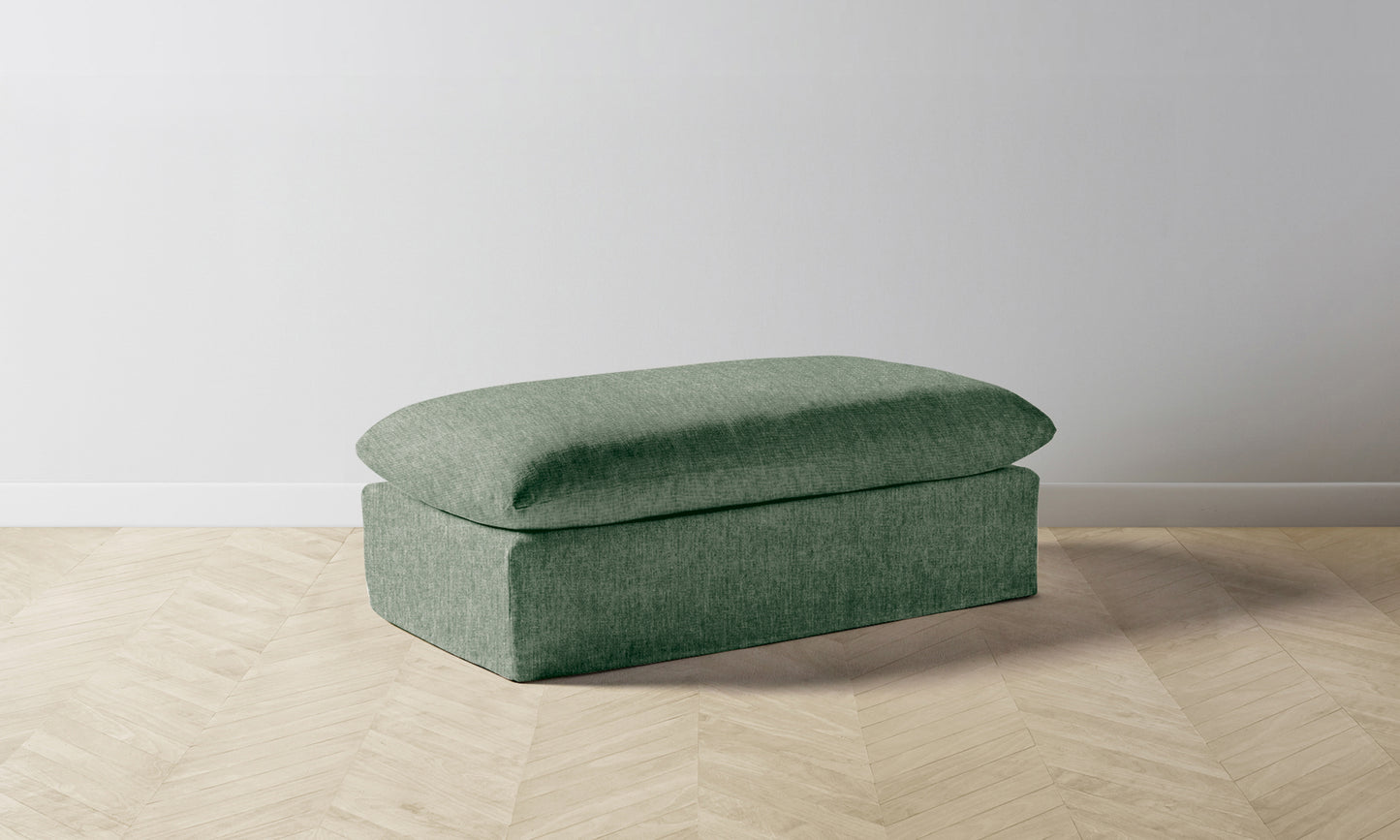 The Dune Ottoman - Performance Stonewashed Linen Aspen