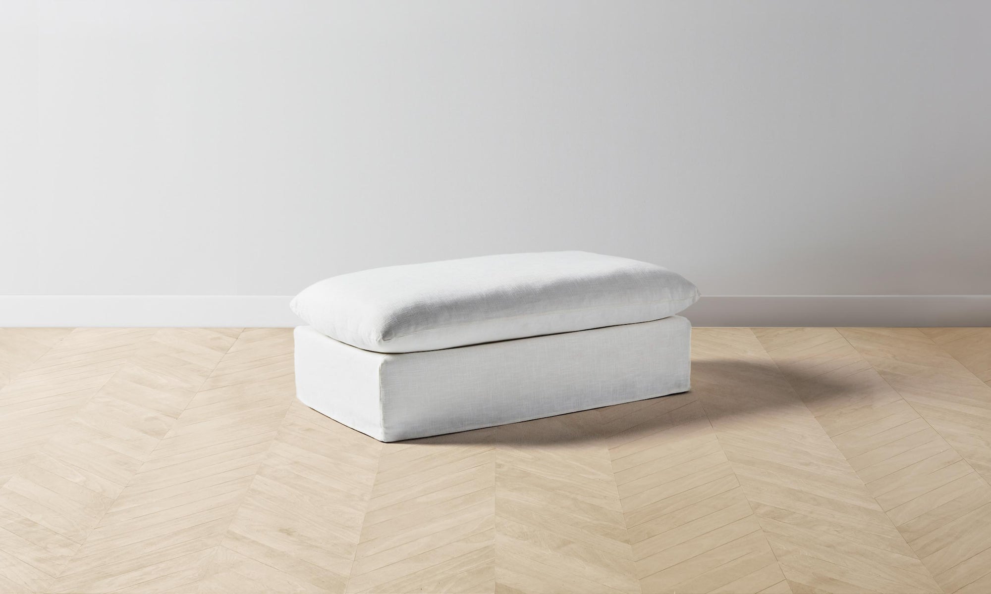 The Dune Ottoman - Performance Linen Weave Pure White