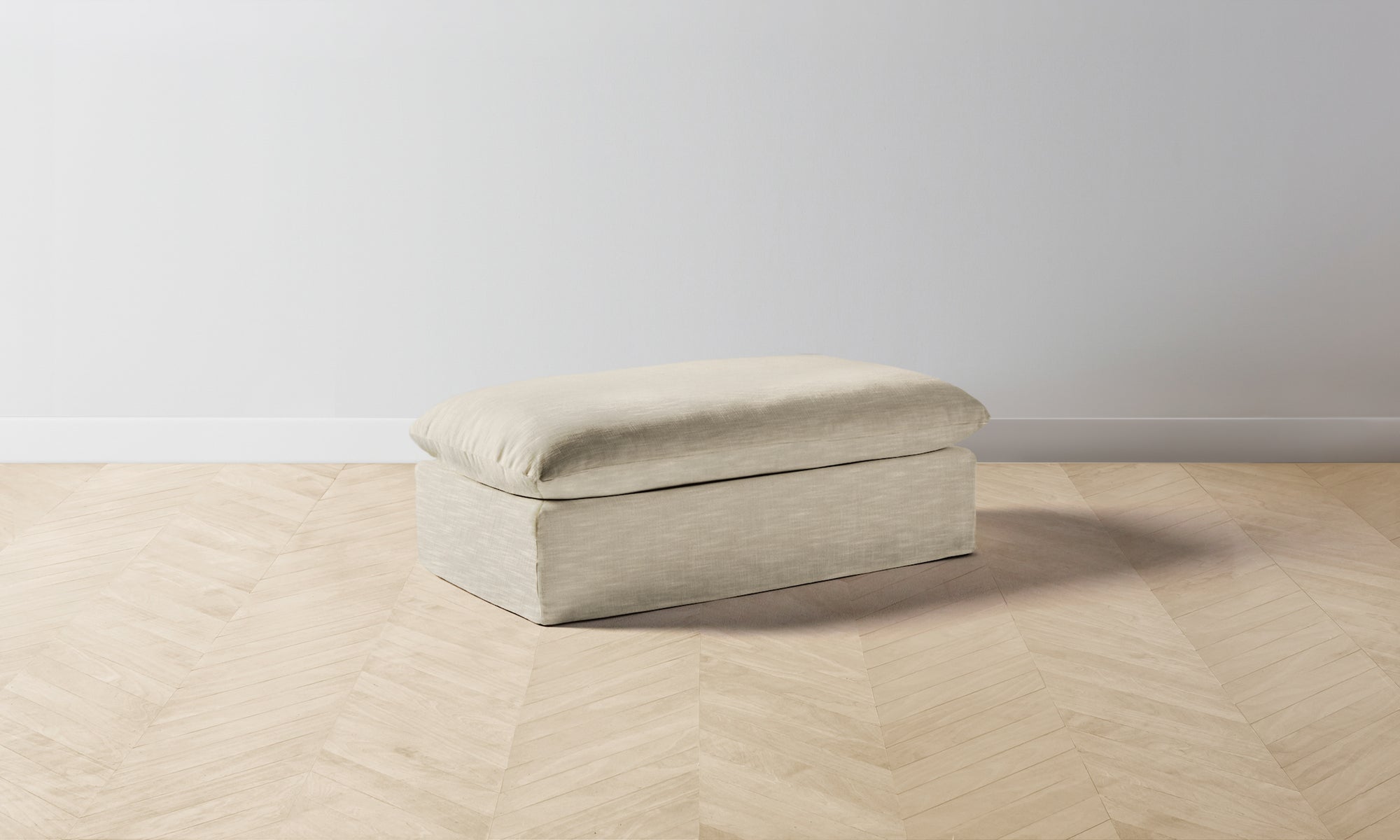 The Dune Ottoman - Performance Textured Linen Flax