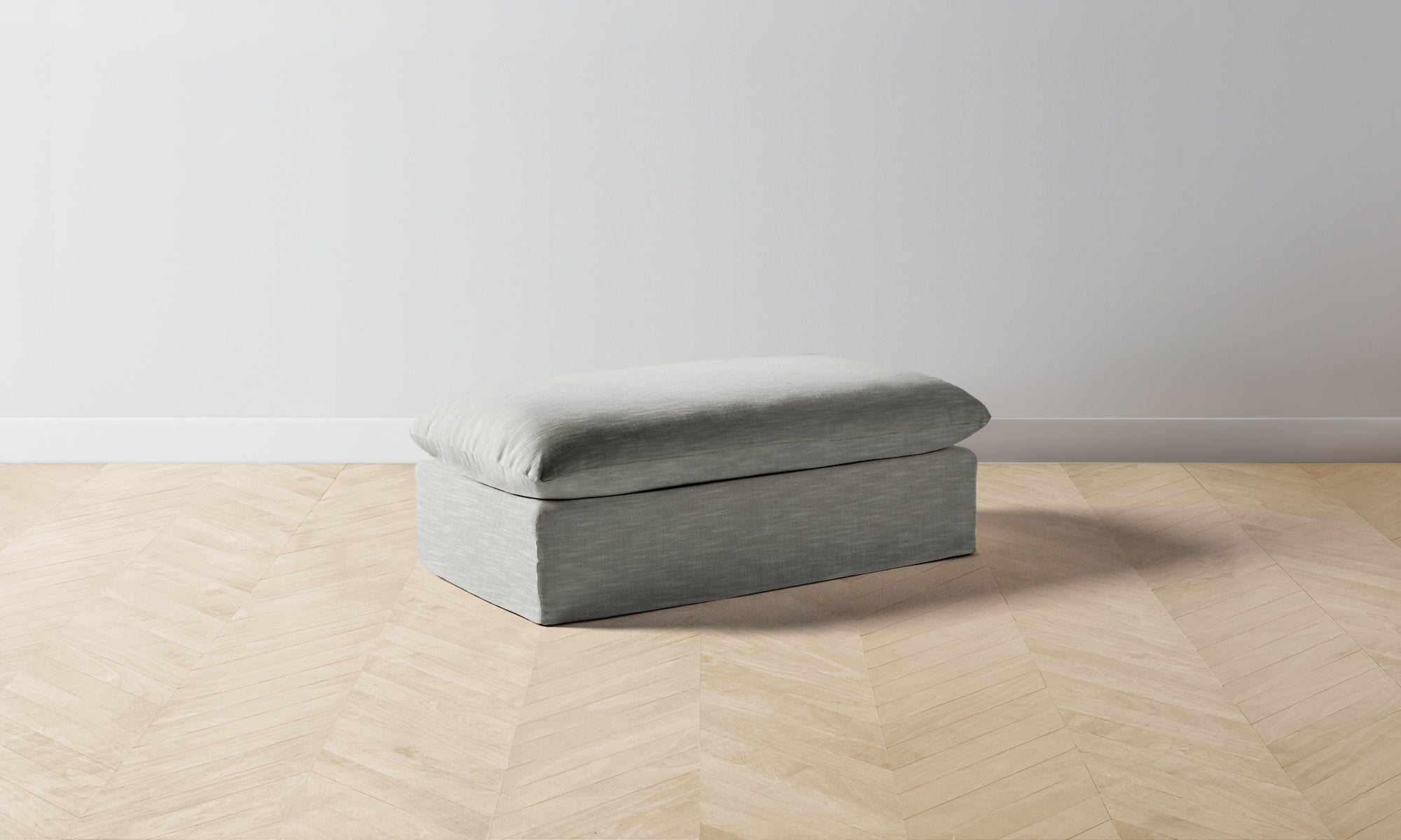 The Dune Ottoman - Performance Linen Weave Cloud