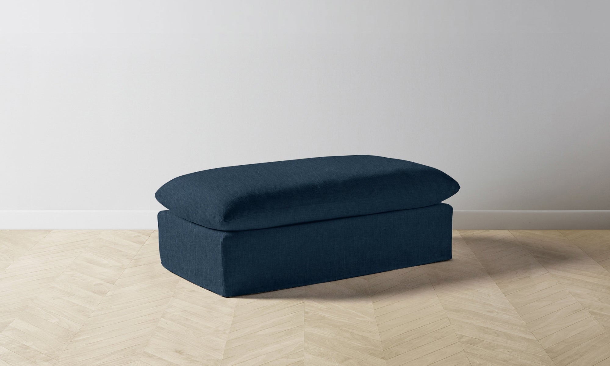 The Dune Ottoman - Performance Linen Weave Bay