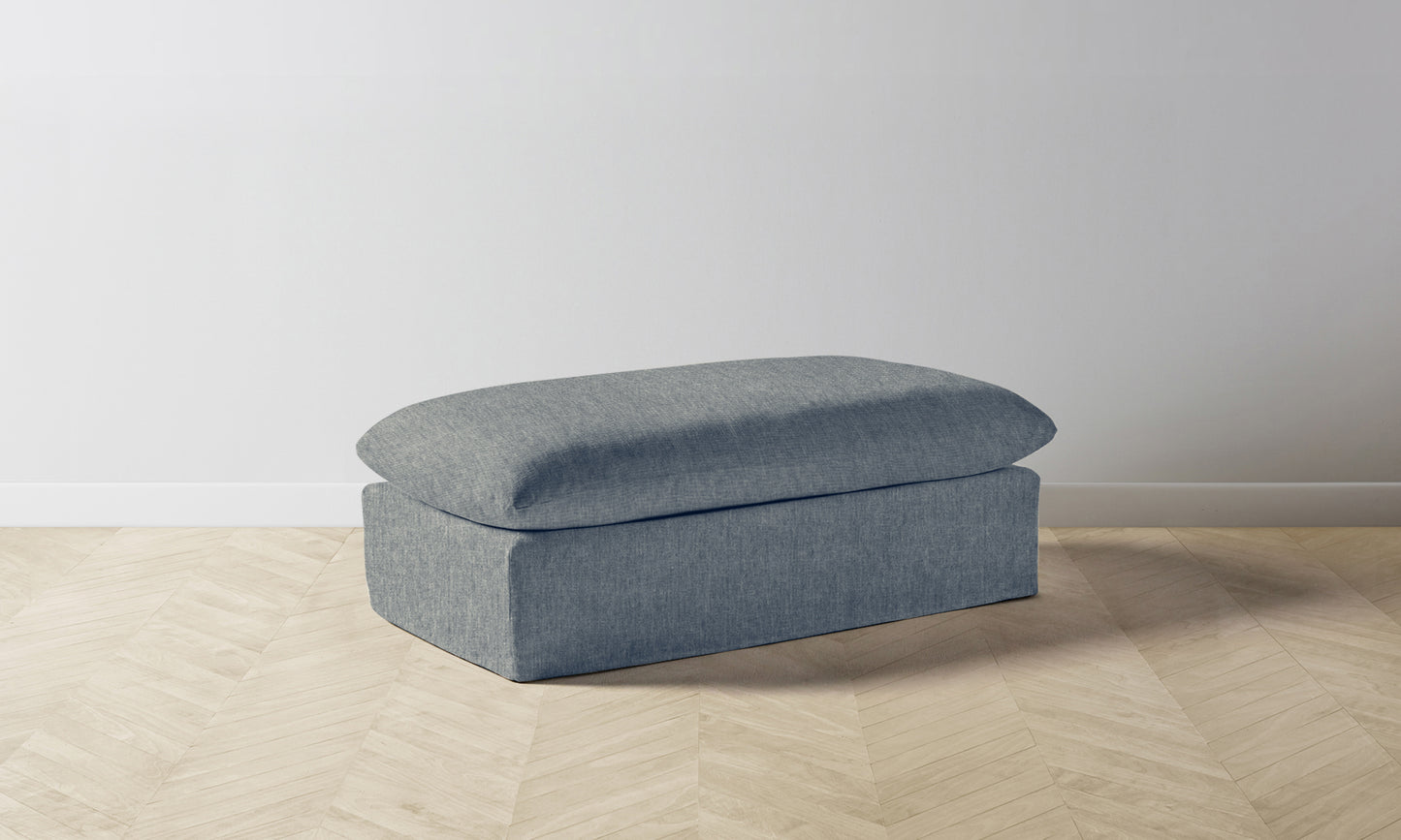 The Dune Ottoman - Performance Stonewashed Linen Chambray