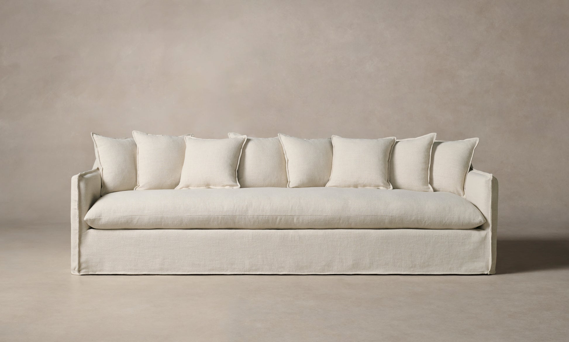 sofa in white linen with back cushions - dune sofa