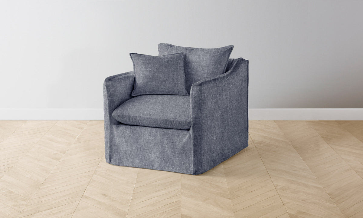 The Dune Swivel Chair - Heritage Belgian Linen Lake