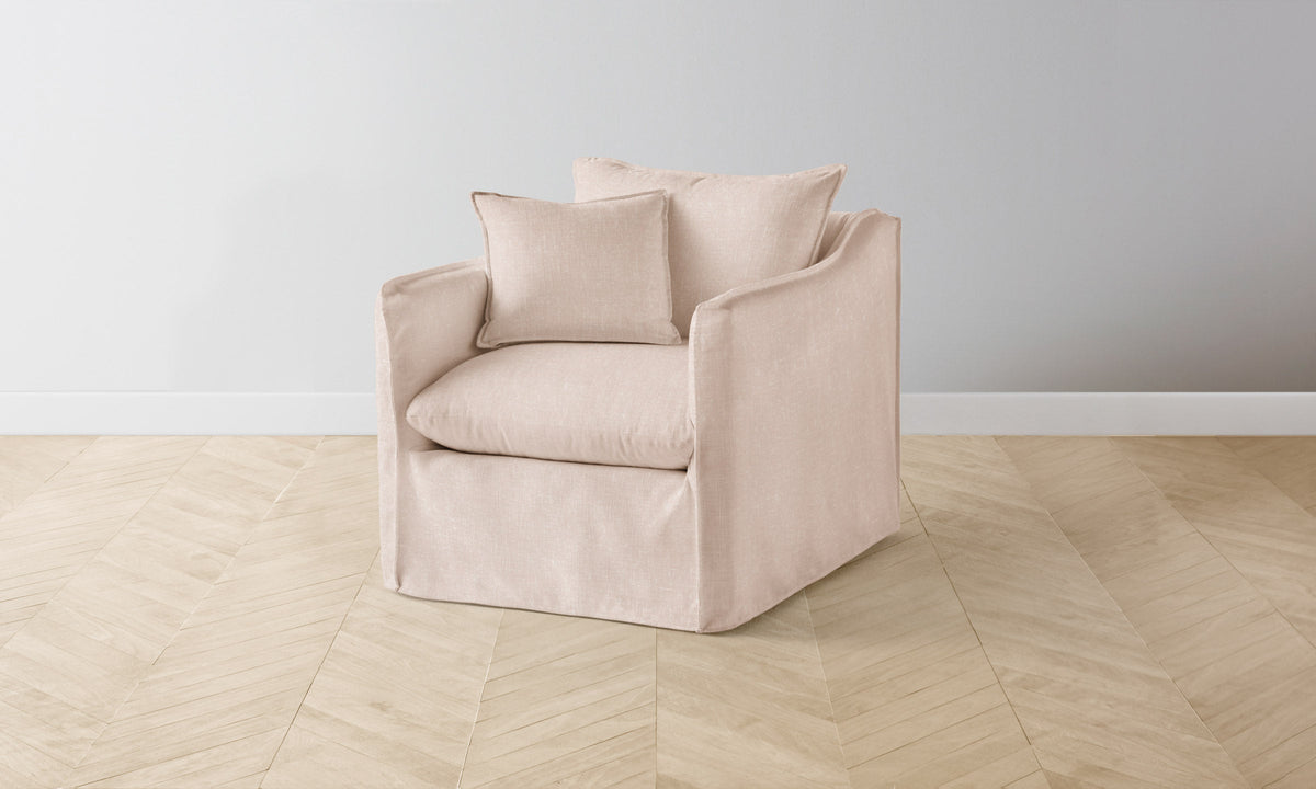 The Dune Swivel Chair - Heritage Belgian Linen Petal