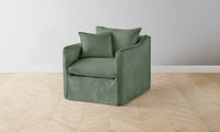 The Dune Swivel Chair - Performance Stonewashed Linen Aspen