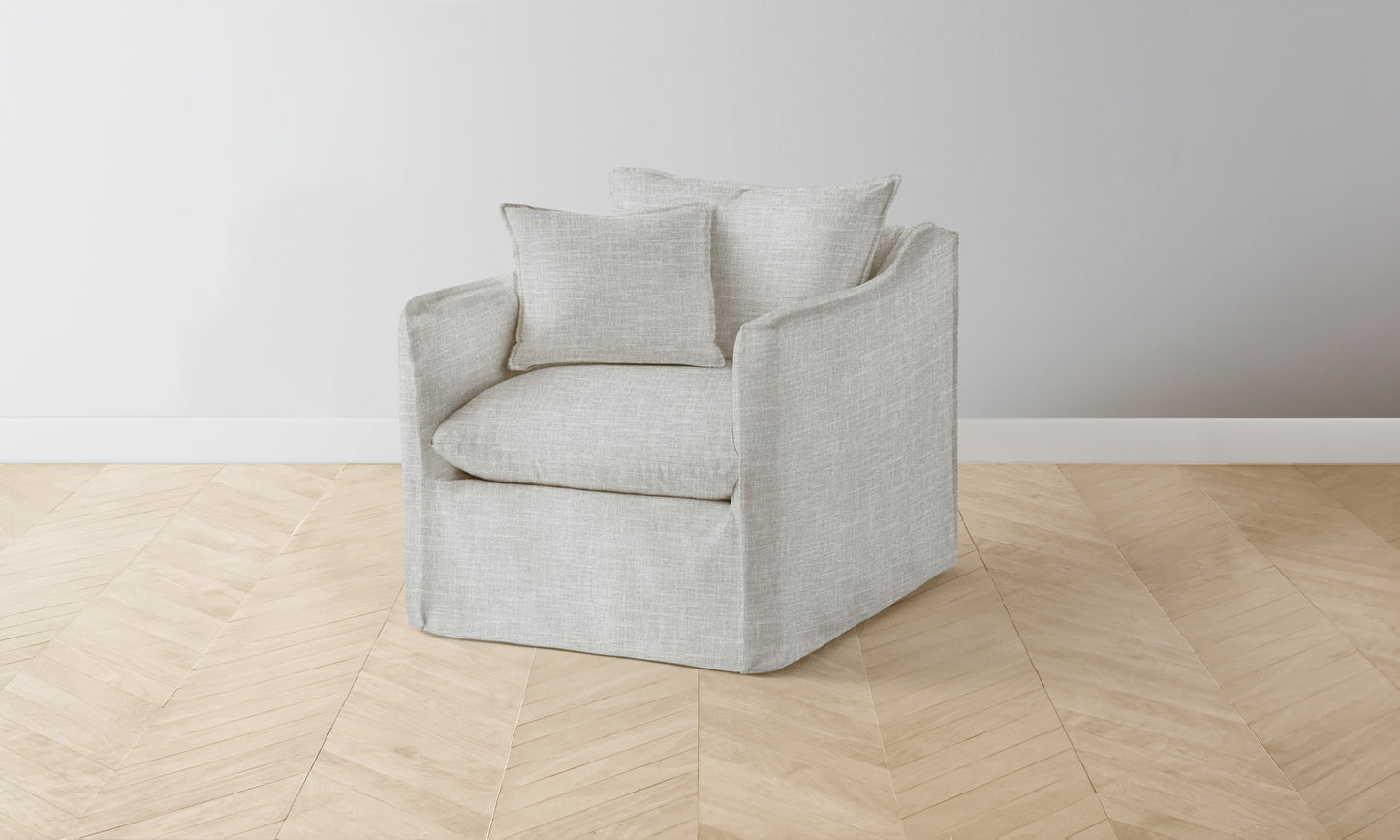 The Dune Swivel Chair - Performance Woven Chenille Steel