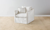 The Dune Swivel Chair - Performance Linen Weave Pure White