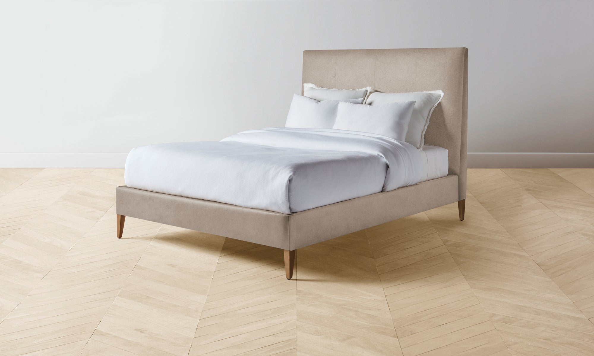 The Essex Bed Muslin on Reverse - Nubuck Leather Fawn