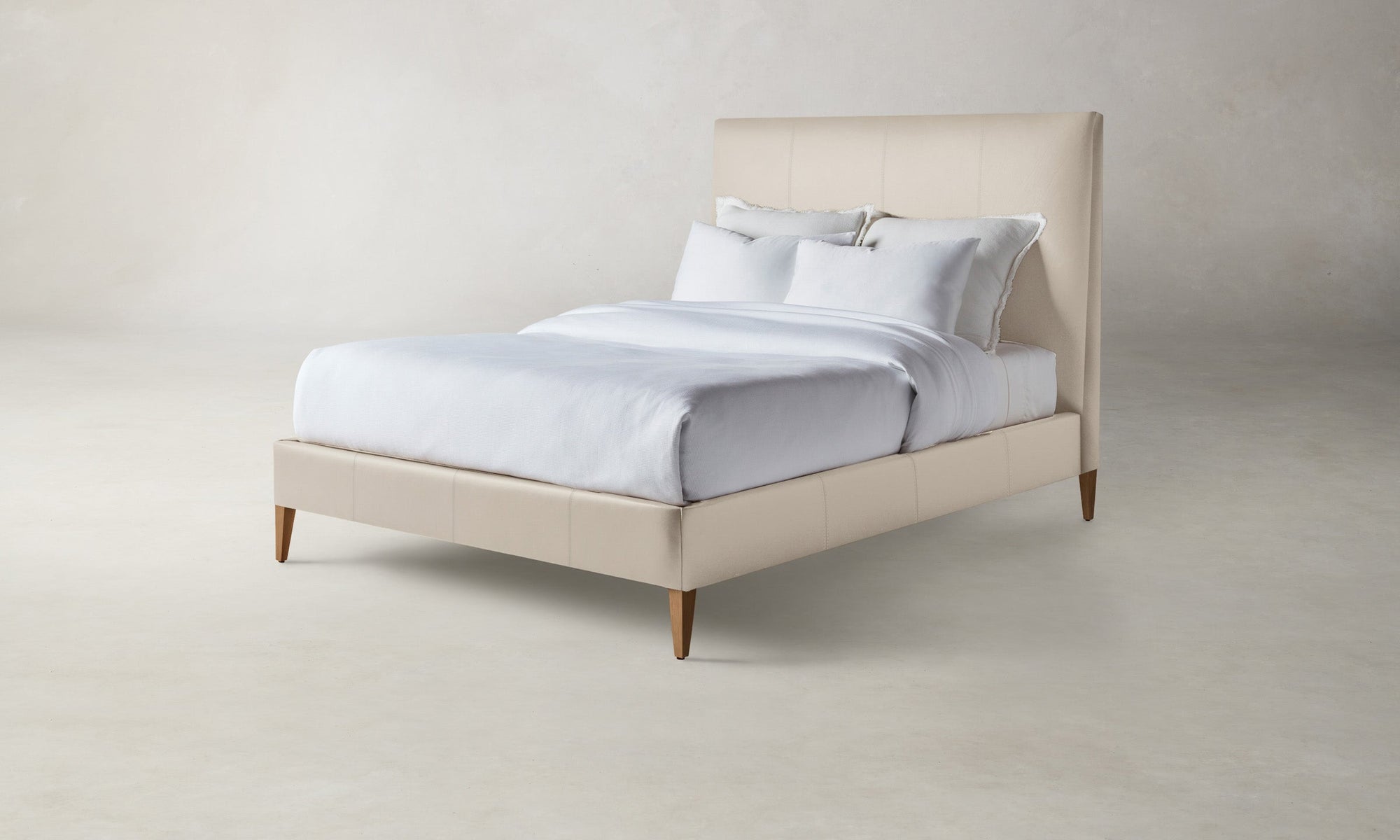 The Essex Bed - Pebbled Leather Stone