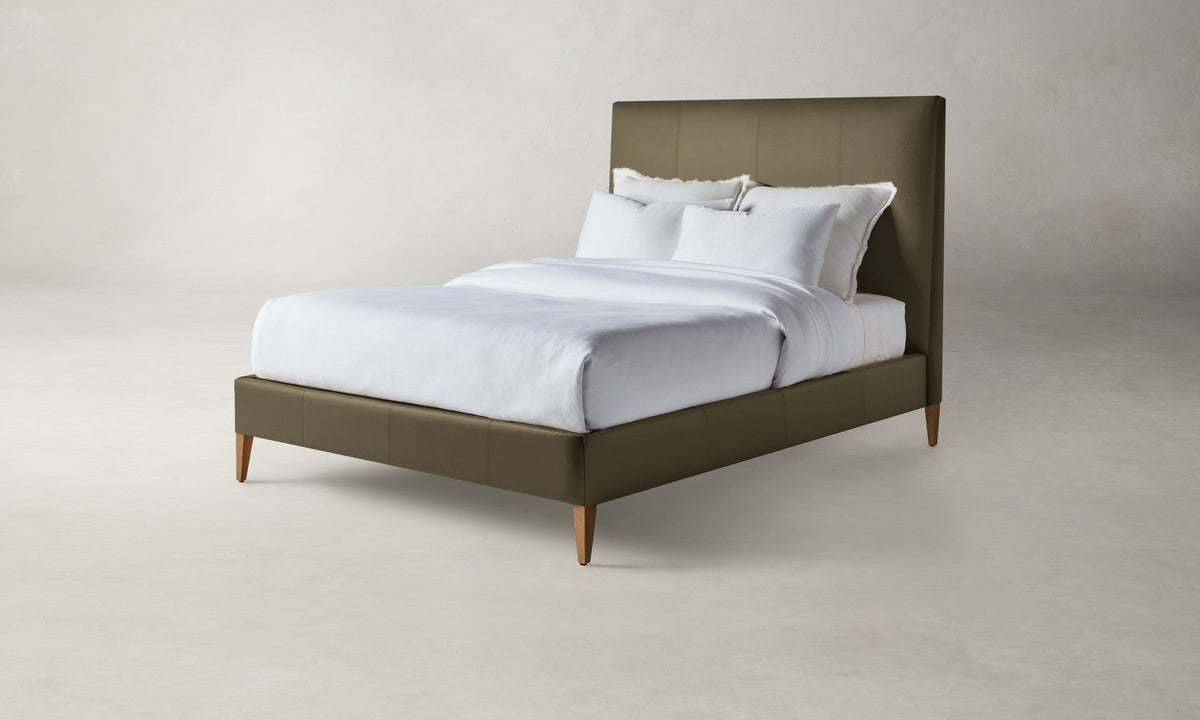 The Essex Bed - Pebbled Leather Truffle