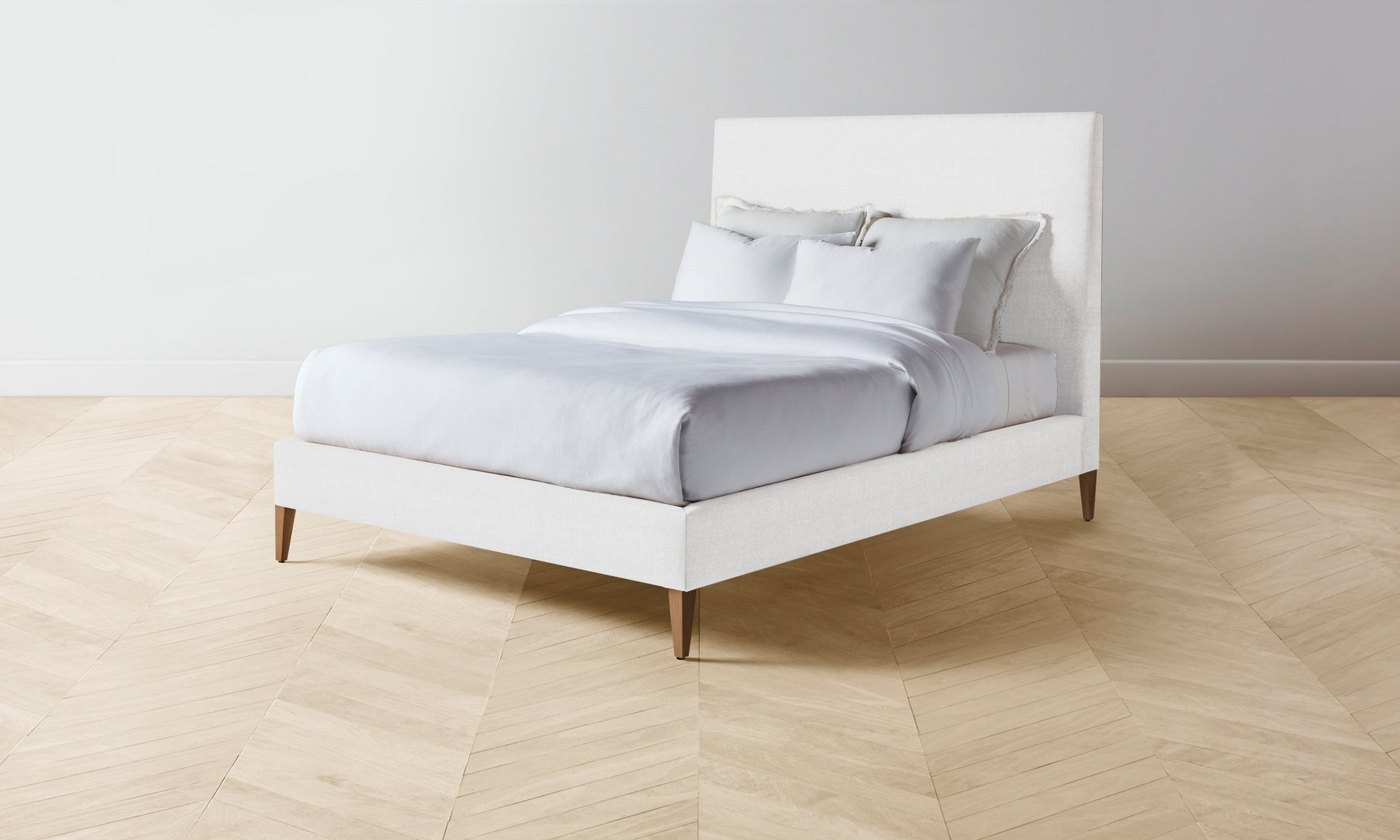 The Essex Bed Muslin on Reverse - Performance Linen Weave Pure White