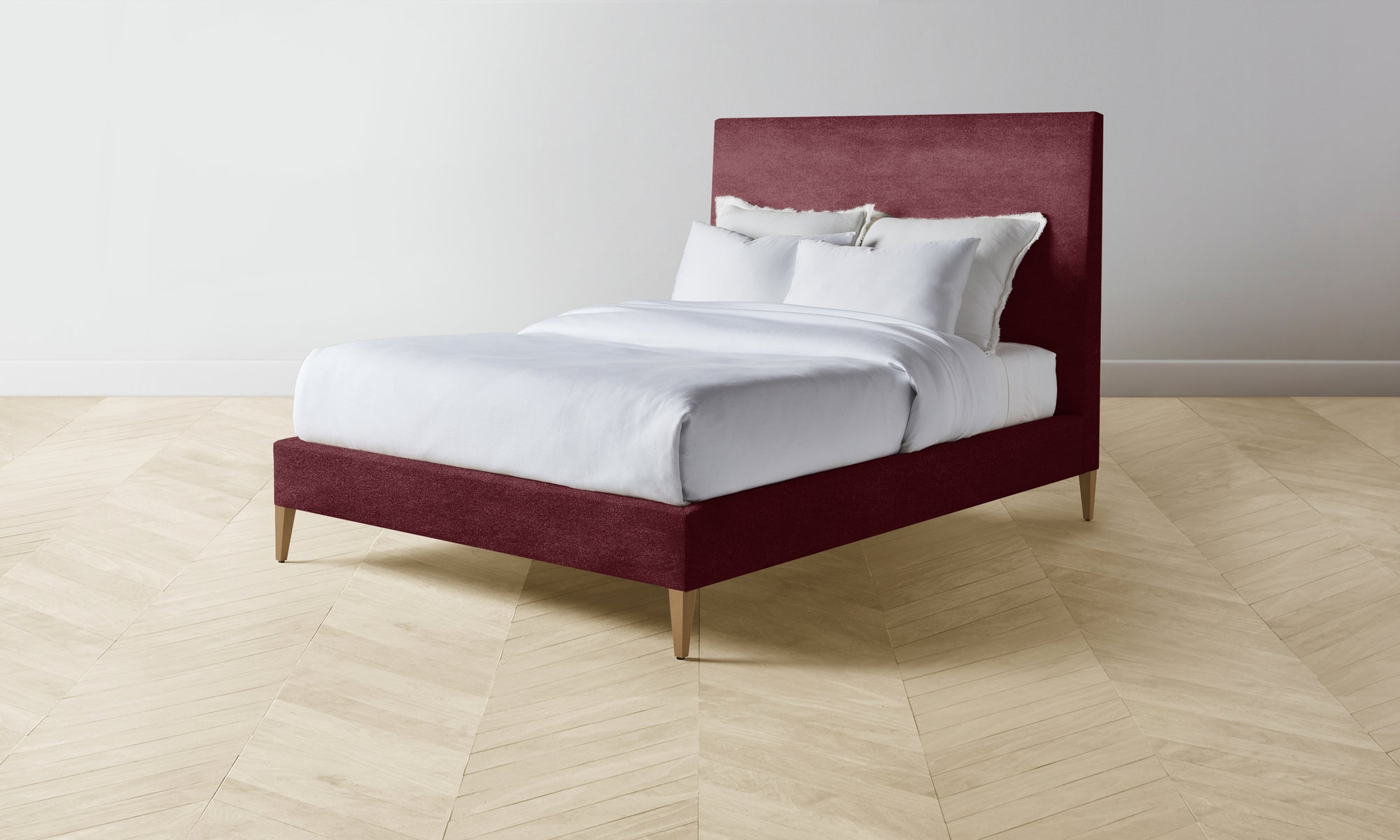 The Essex Bed Muslin on Reverse - Performance Velvet Merlot