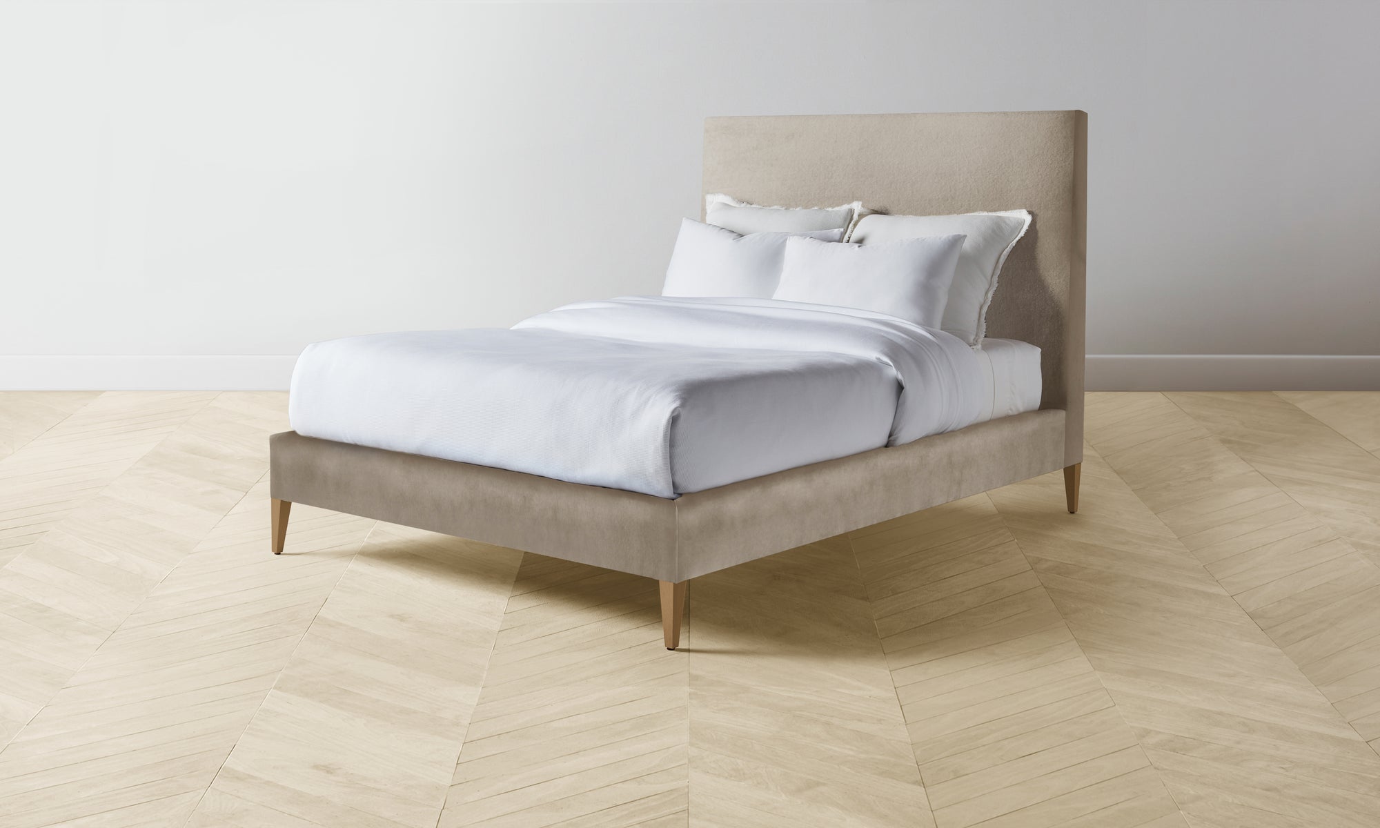 The Essex Bed Muslin on Reverse - Performance Velvet Taupe