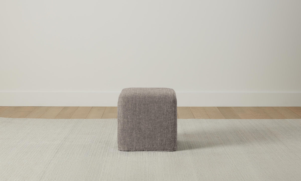 The Franklin Ottoman - Heritage Belgian Linen Carob