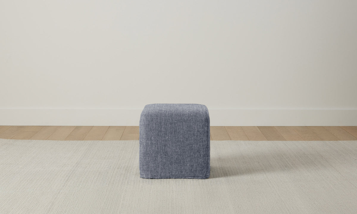The Franklin Ottoman - Heritage Belgian Linen Lake