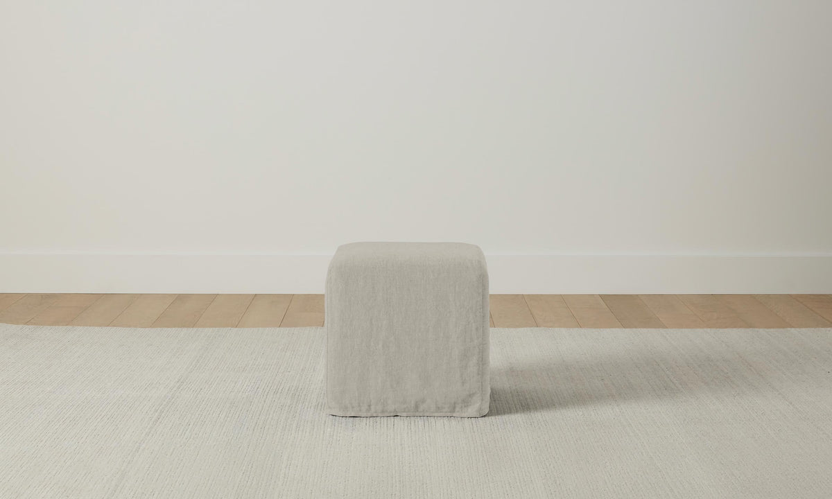 The Franklin Ottoman - Performance Linen Weave Beige