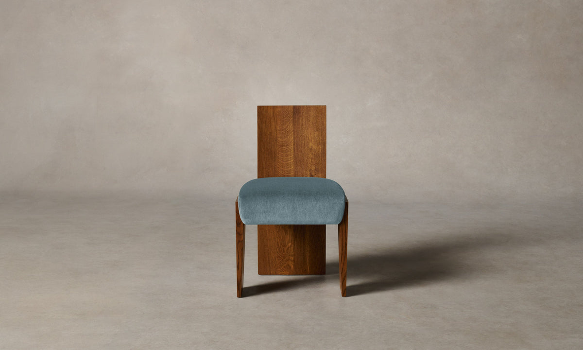 The Garrett Dining Chair - Mohair Slate Blue