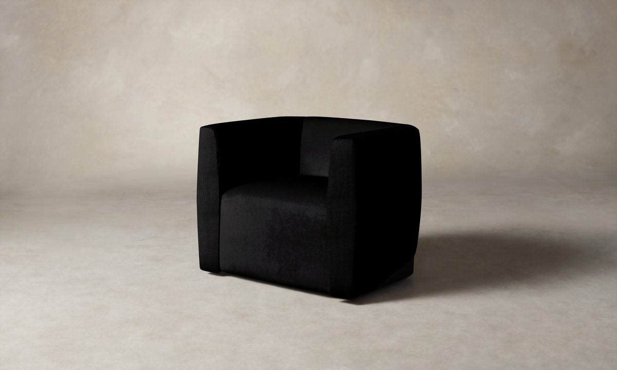 The Henri Swivel Chair - Deep Pile Mohair Noir