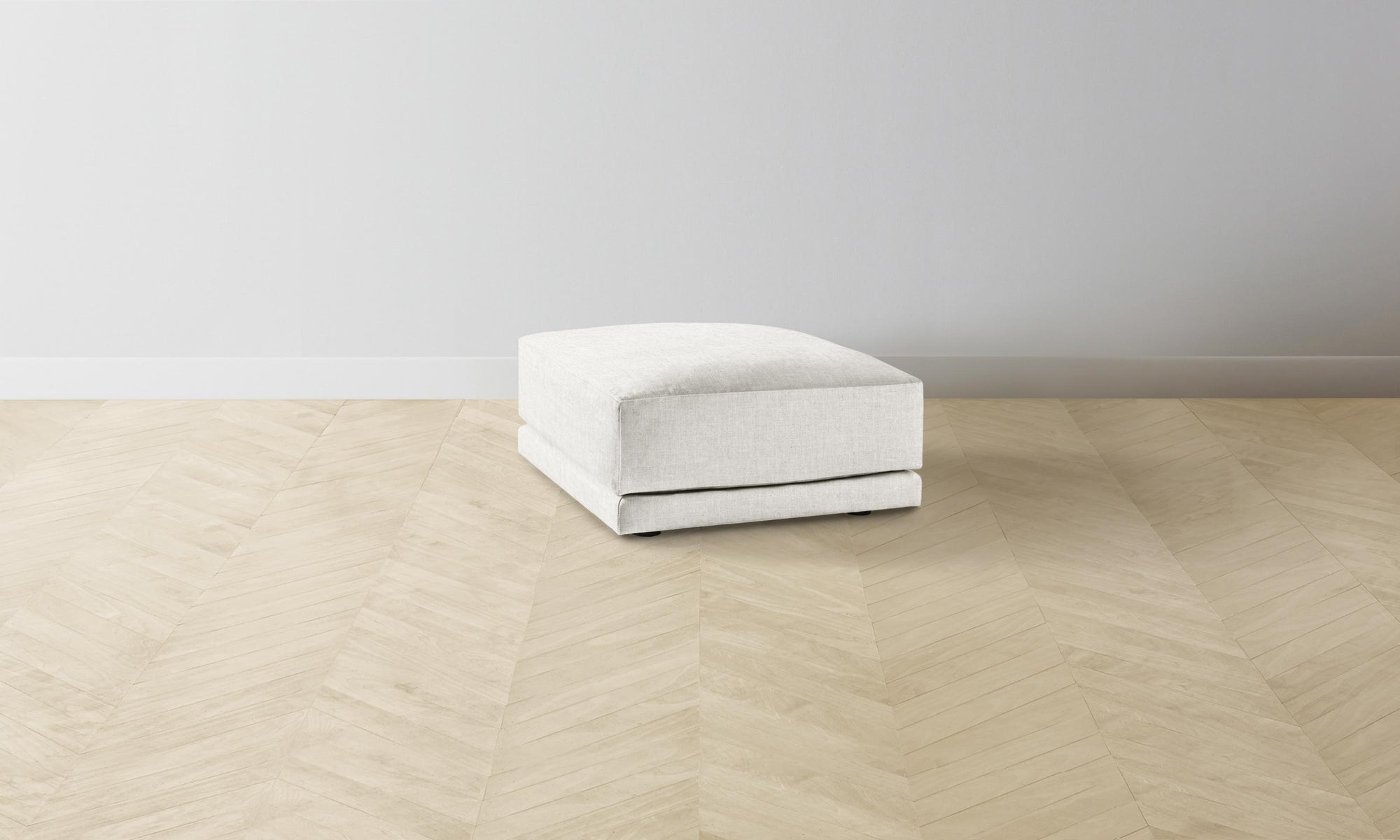 The Jones Ottoman - Heritage Belgian Linen Egret