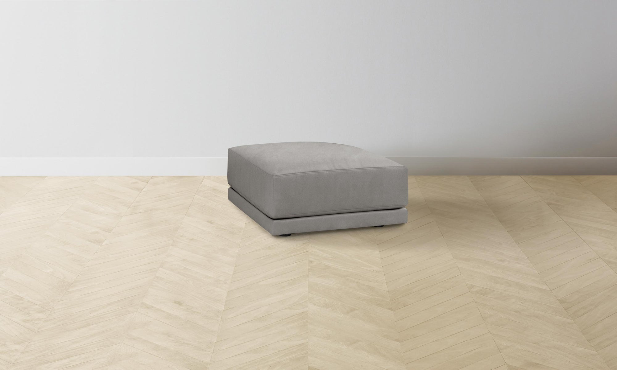 The Jones Ottoman - Nubuck Leather Asphalt