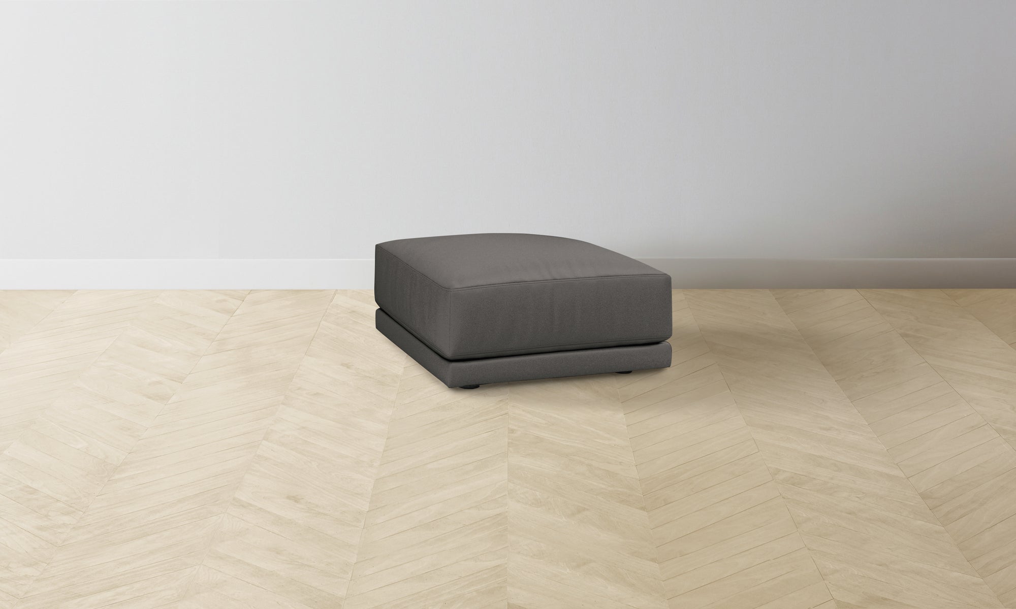 The Jones Ottoman - Pebbled Leather Ash