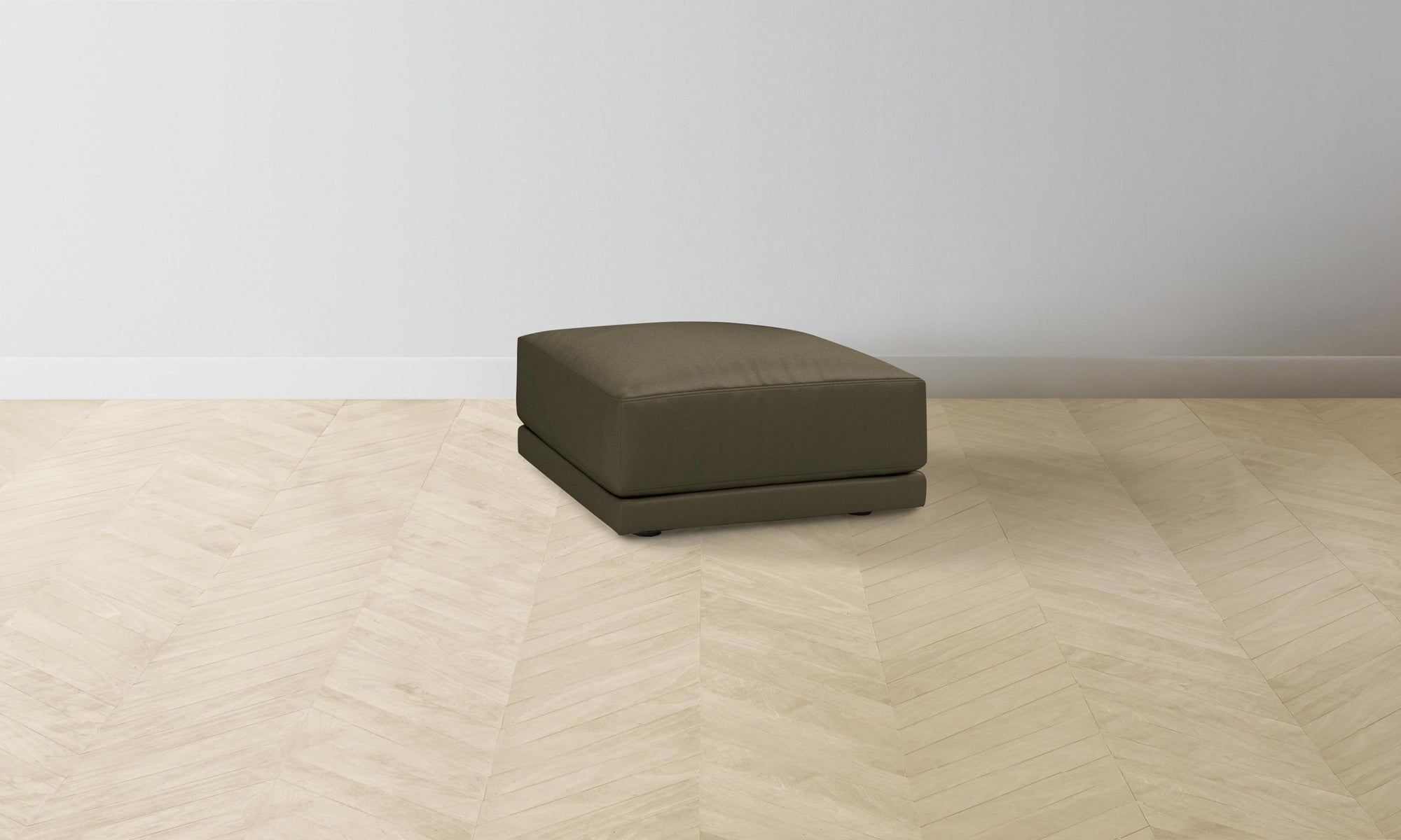 The Jones Ottoman - Pebbled Leather Truffle