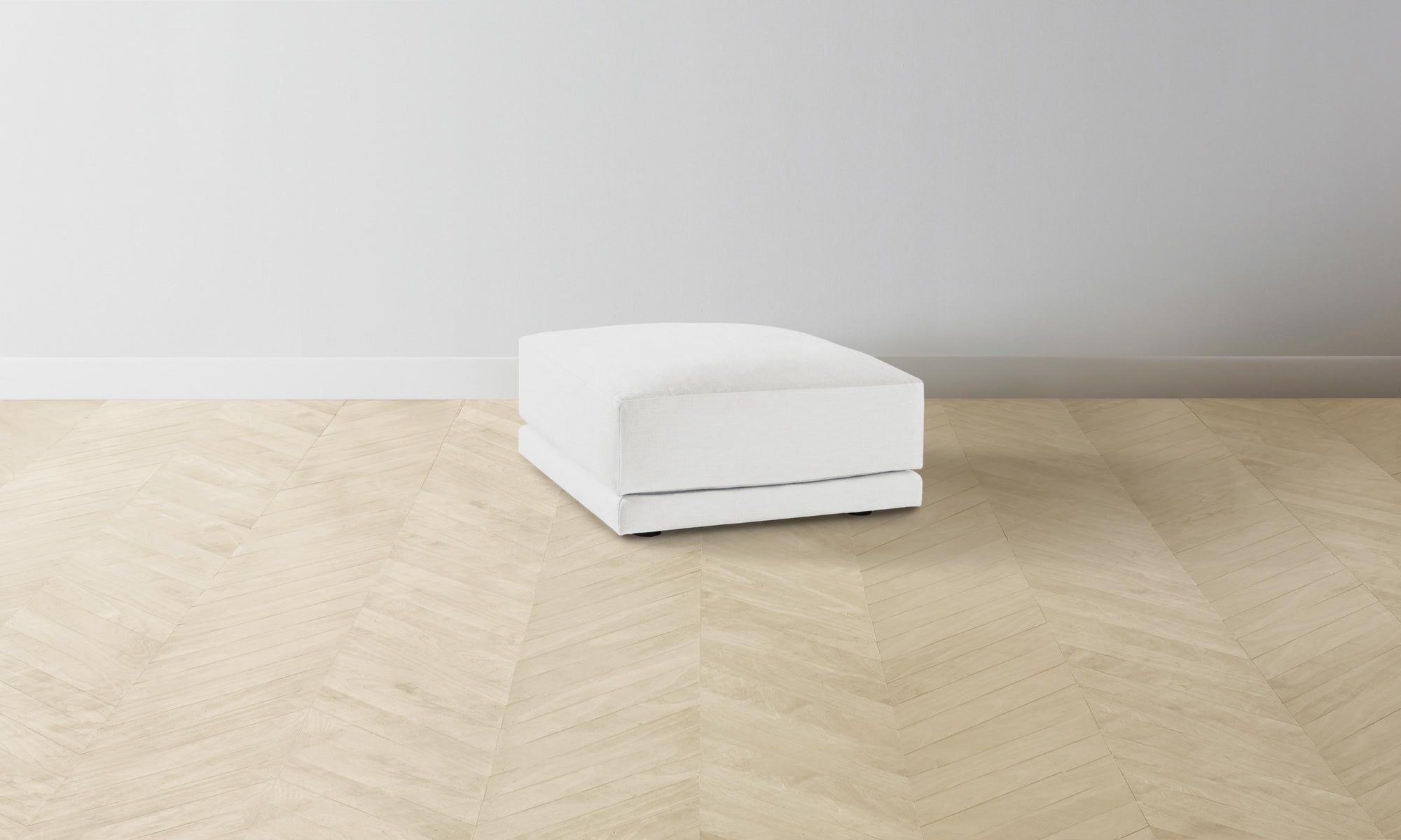 The Jones Ottoman - Performance Linen Weave Pure White