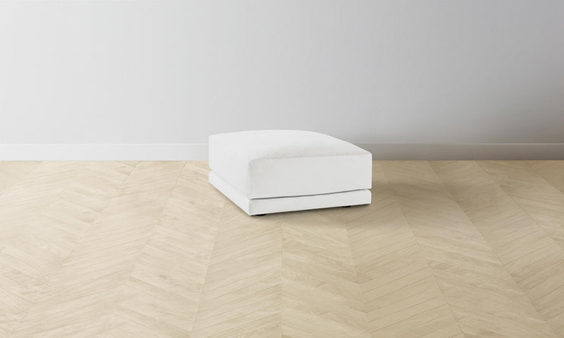 The Jones Ottoman - Performance Linen Weave Pure White