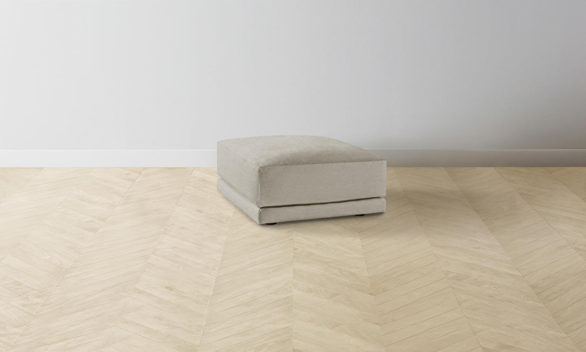 The Jones Ottoman - Performance Linen Weave Beige