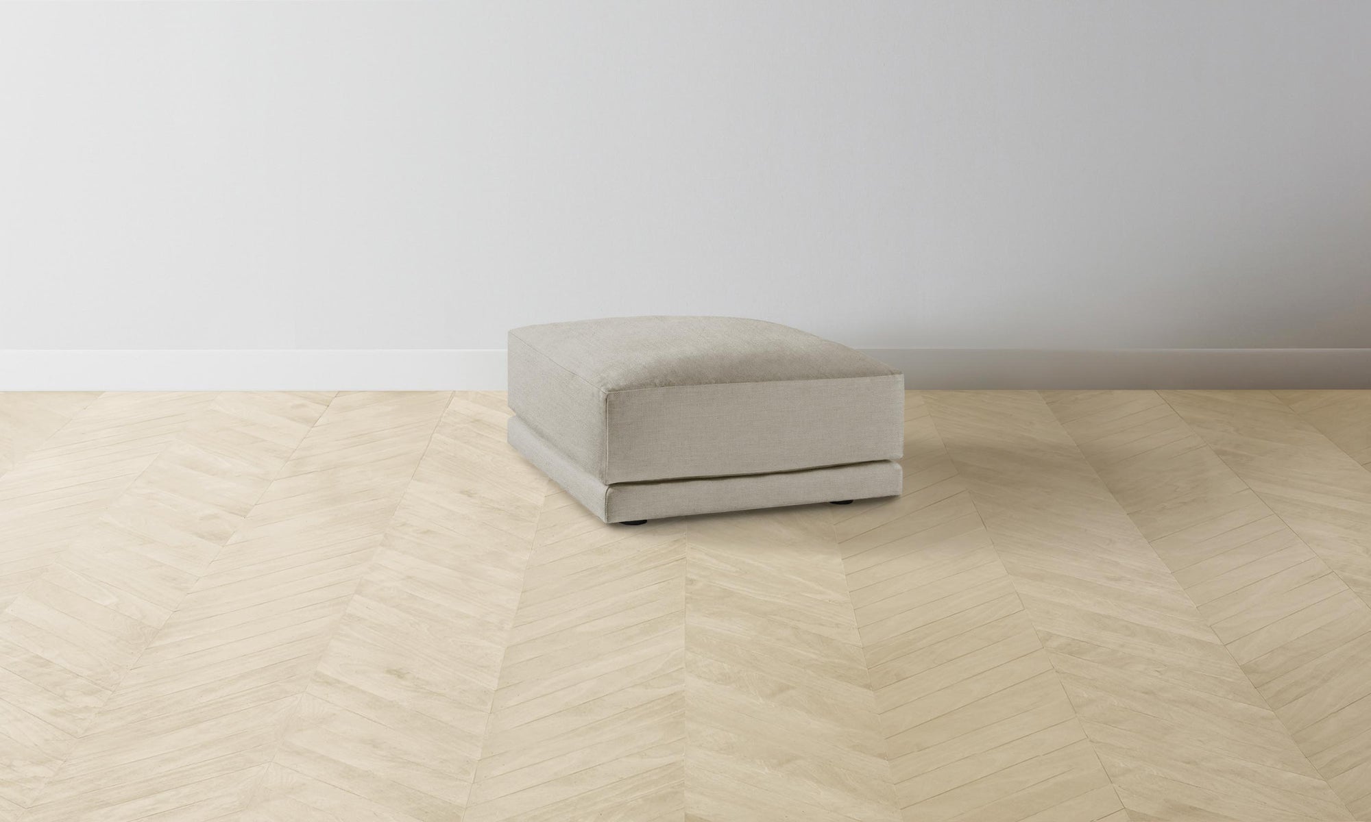 The Jones Ottoman - Performance Linen Weave Beige