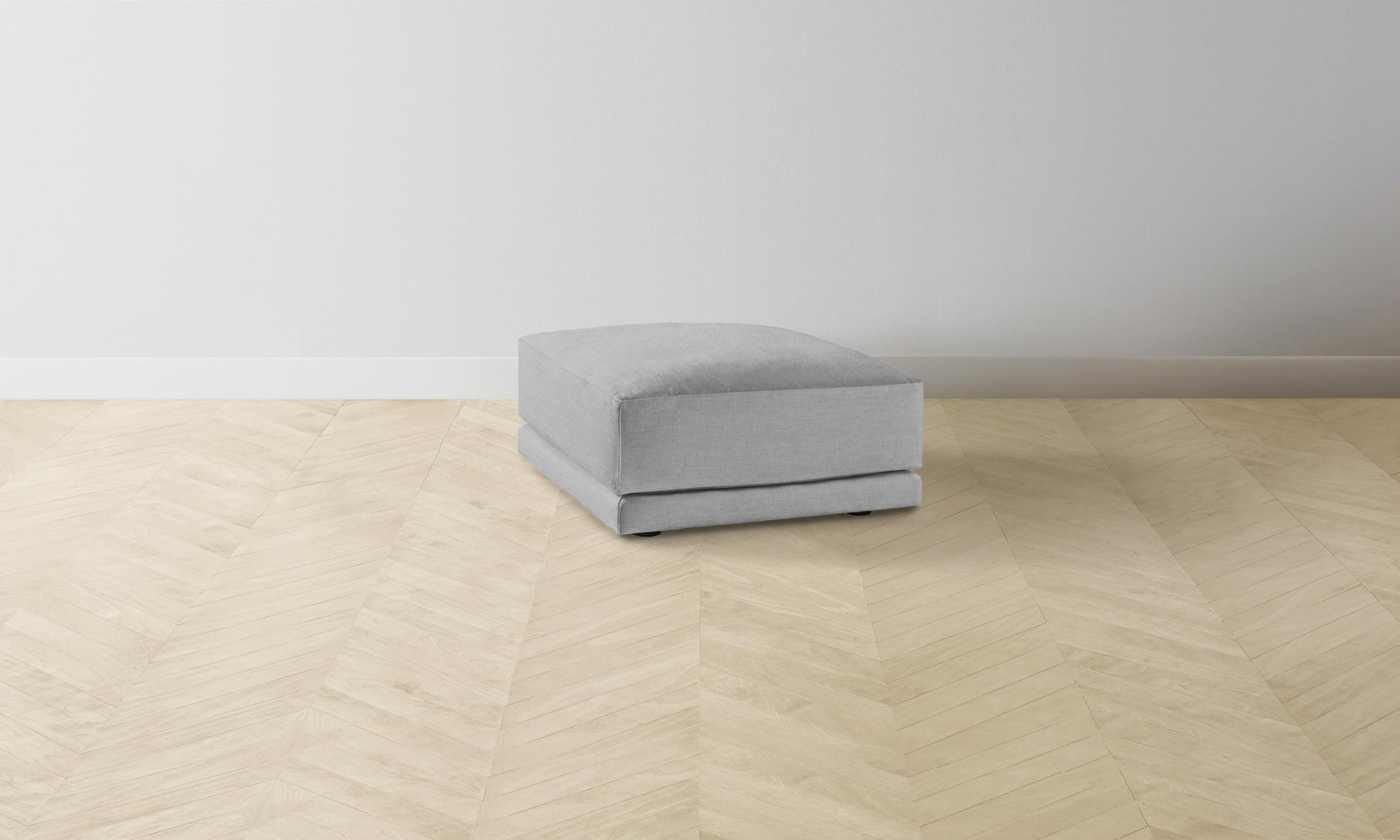 The Jones Ottoman - Performance Linen Weave Cloud