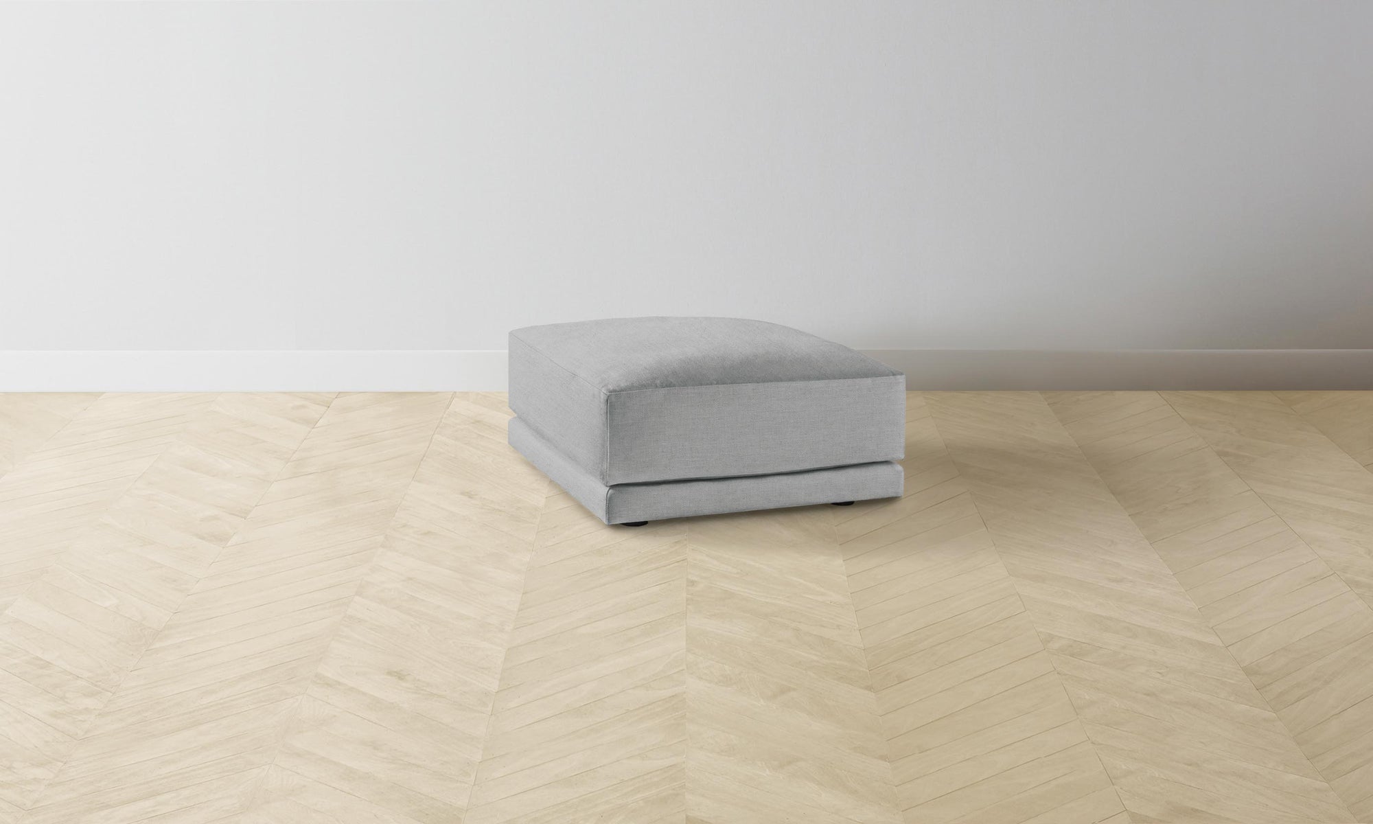 The Jones Ottoman - Performance Linen Weave Cloud