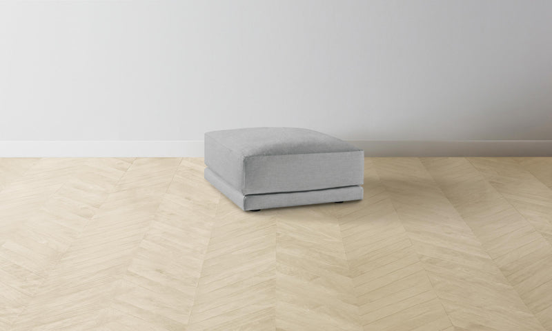 The Jones Ottoman - Performance Linen Weave Cloud