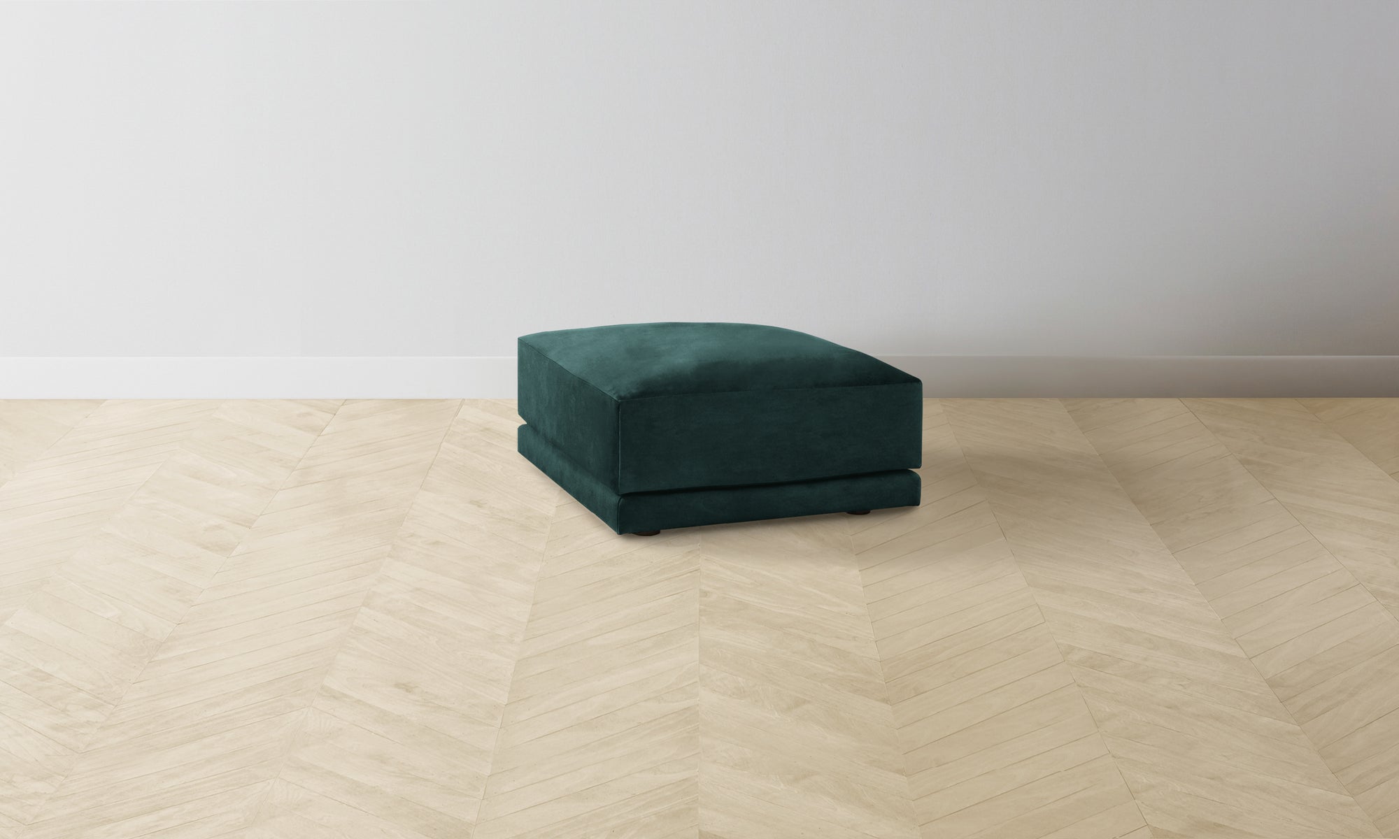 The Jones Ottoman - Performance Velvet Emerald