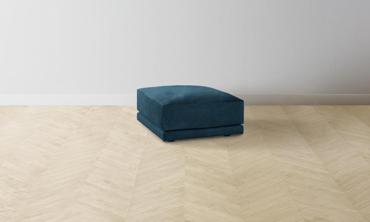 The Jones Ottoman - Performance Velvet Lagoon