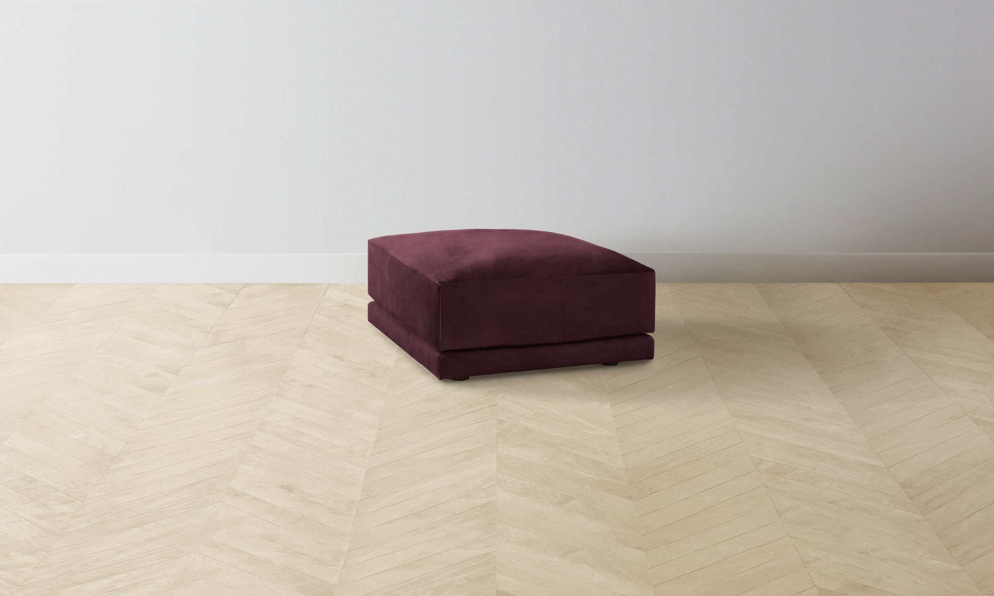 The Jones Ottoman - Performance Velvet Merlot