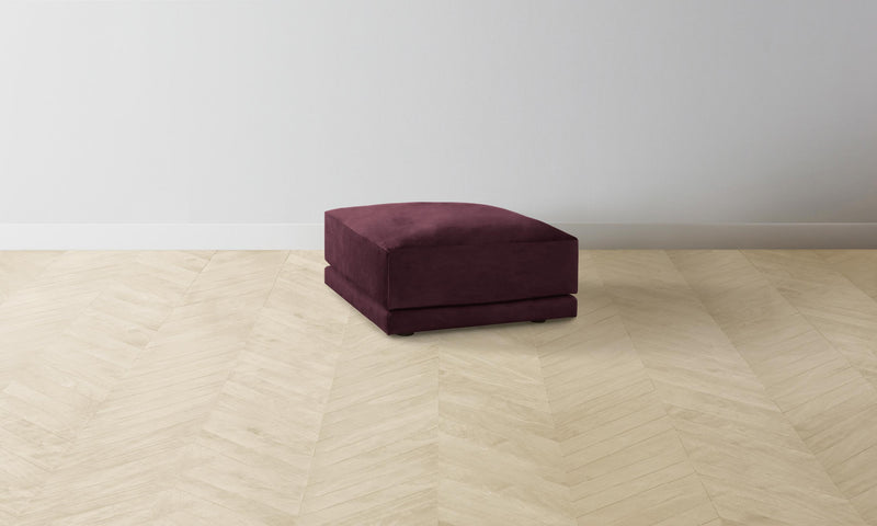 The Jones Ottoman - Performance Velvet Merlot